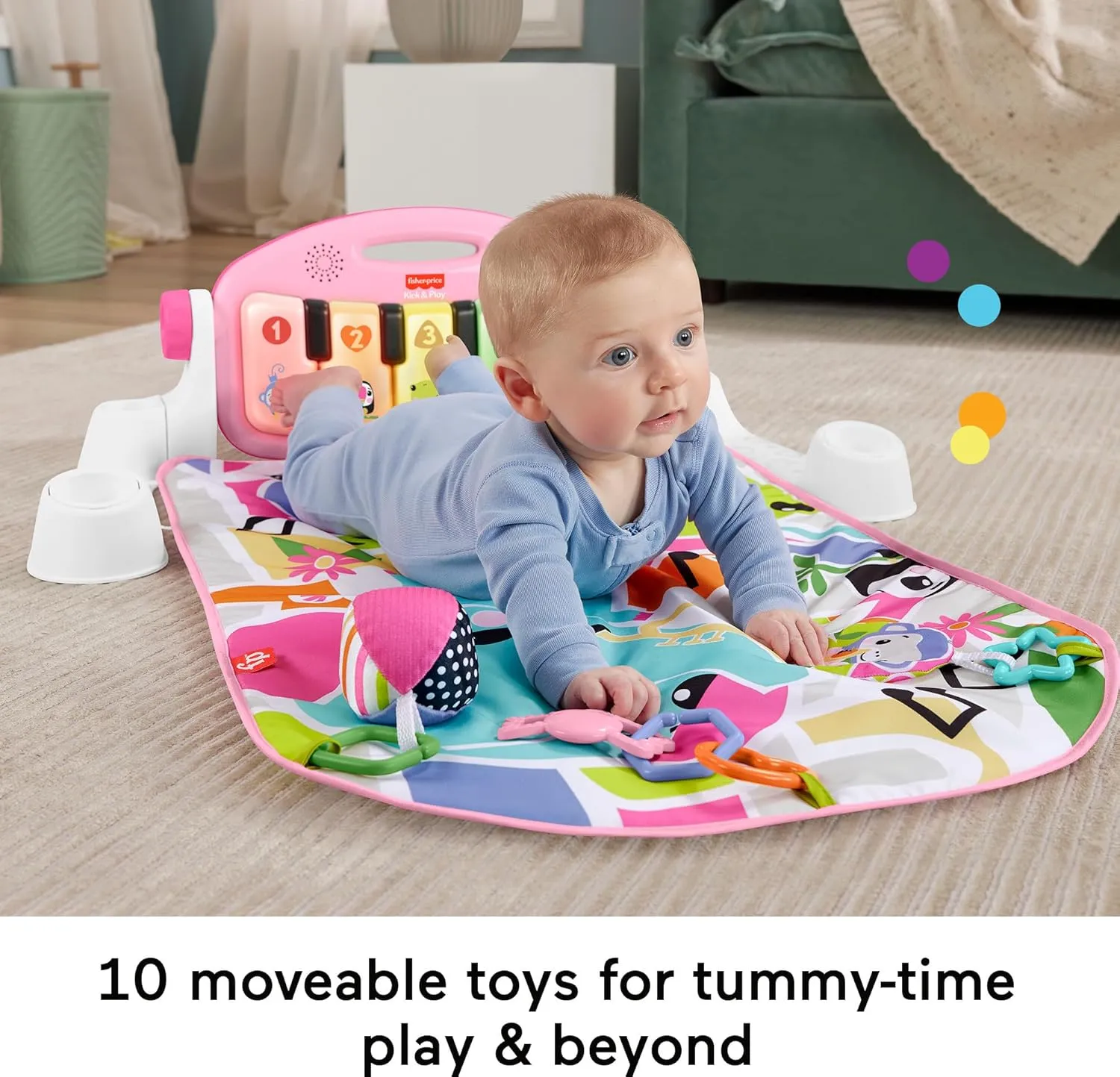 Grow Kick & Play Piano Gym$ Pink Musical Learning Toy with Developmental Activities for vibration mild tenement grandiose Newborns 0  Months Fisher-Price Baby Playmat Glow and 