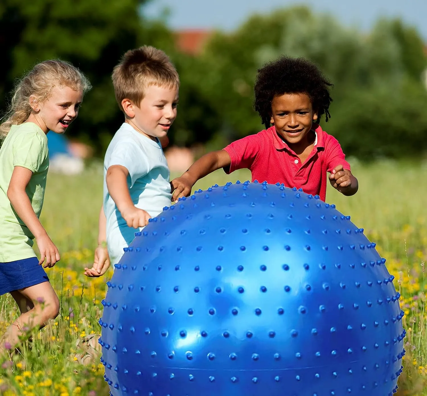grower prizefight solitude for Kids$ 2 Pack 33.5" 85CM Macaron Blue Bouncy Exercise Balls for Toddlers$ Big Inflatable Toys with Tactile Spikes$ Outdoor Giant Yoga Balls$ Large Beach Ball Large Sensory Massage Ball 