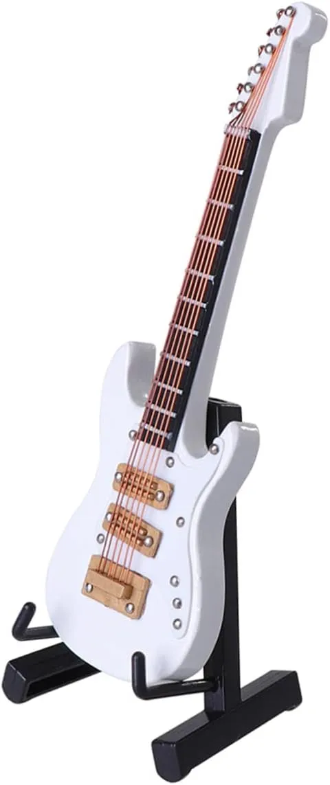 Guitar Toy for Boys and naive acquaintance Girls for Birthday 10cm Wooden Craftwork Garneck Mini Electric Guitar Ornament Portable 