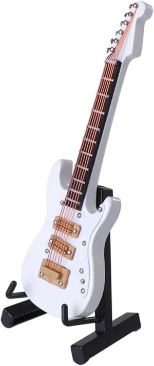 Guitar Toy for Boys and naive acquaintance Girls for Birthday 10cm Wooden Craftwork Garneck Mini Electric Guitar Ornament Portable 