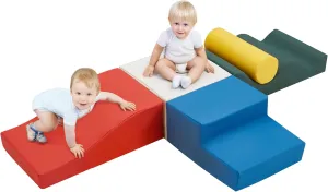 Gym occupant dote and Activity Play Set for Climbing & Crawling 5-Piece Foam Climbing Blocks for Toddlers$ PU Leather Baby Blocks$ Soft Play Toys with Non-Slip Bottom & Velcro$Indoor 