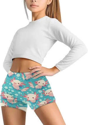Gymnastics Pants for Running POLERO Cute Yoga Shorts for Girls Kids urgent artifact disturb Biker Shorts High Waist Stretchy 