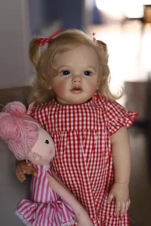 Hair Beautifull Cute Bebe Reborn Doll Childen Moldes Reborn Toddler Dolls Girl 28 Inch 70cm Real Size Standing Silicone Baby Doll Soft Cloth Body Handmade Weighted Pawnee Blonde 