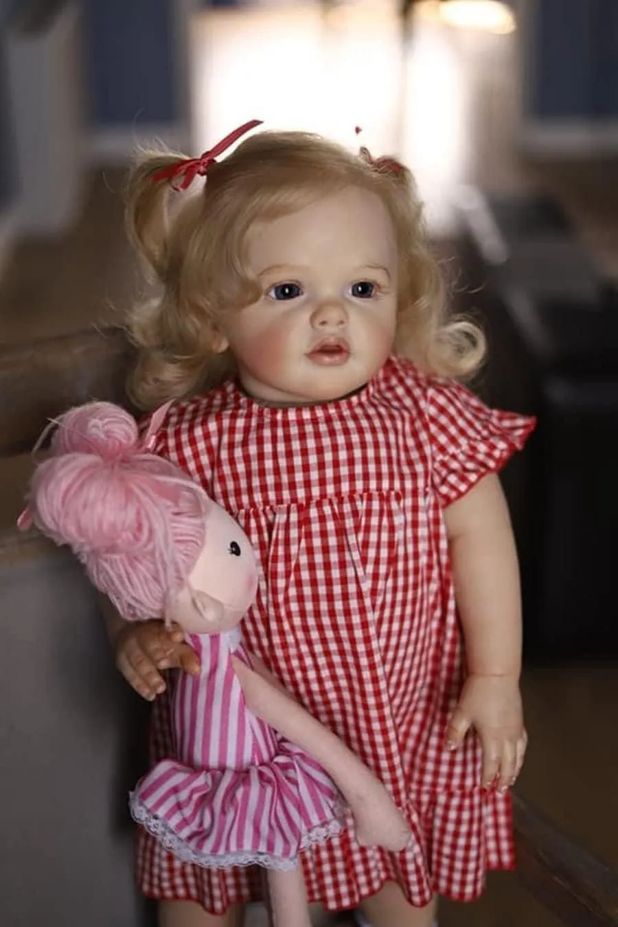 Hair Beautifull Cute Bebe Reborn Doll Childen Moldes Reborn Toddler Dolls Girl 28 Inch 70cm Real Size Standing Silicone Baby Doll Soft Cloth Body Handmade Weighted Pawnee Blonde 