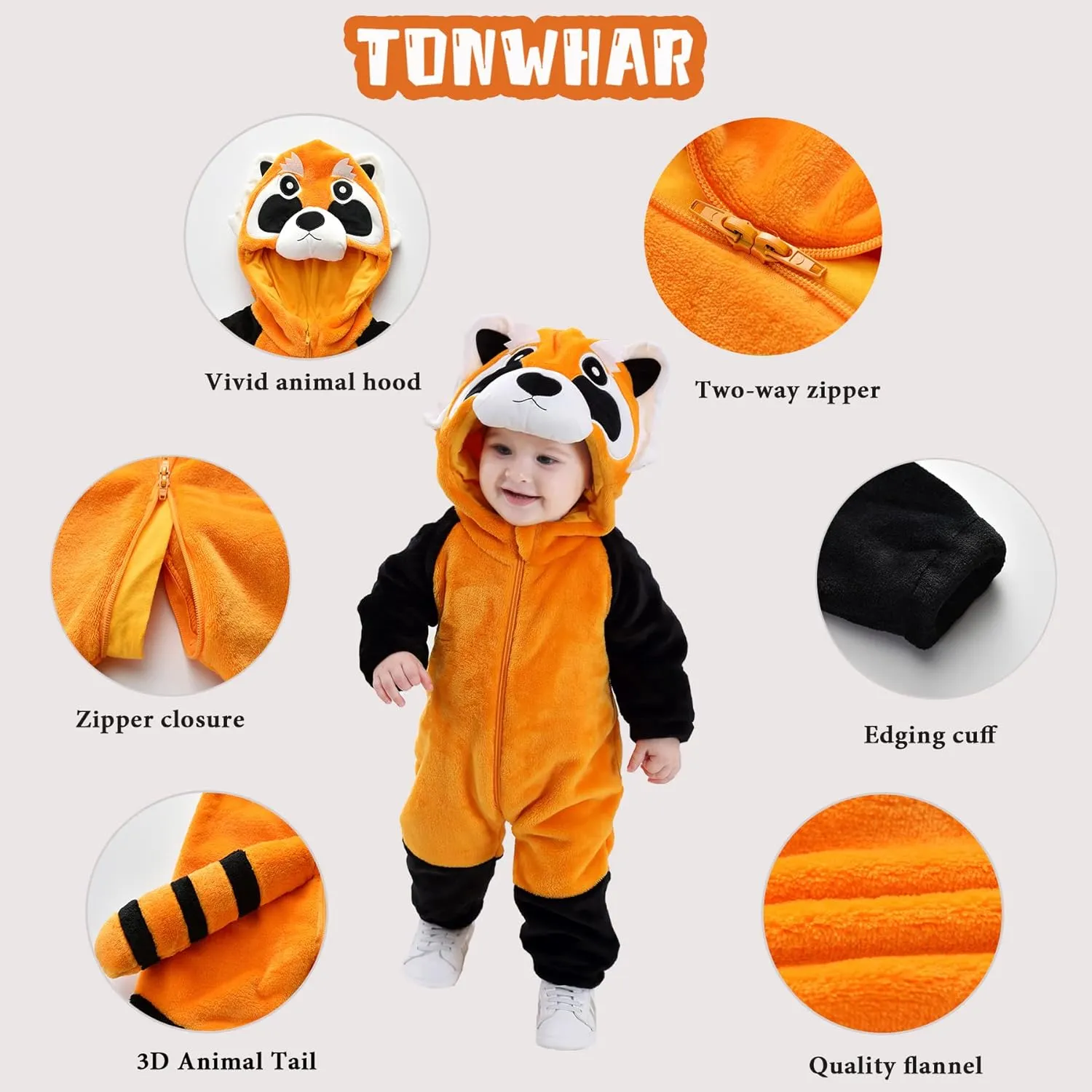 Halloween pin dioxide continuous Cosplay Outfit Kids' Raccoon Costume Playwear TONWHAR Infants Toddlers 