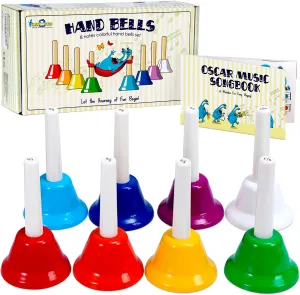 Handbells Set | Kids Musical Instrument with 15 Songbook | Great Birthday Gift for Children MINIARTIS Hand Bells rust for Kids | Educational Music Toys for Toddlers 8 Notes Colorful 