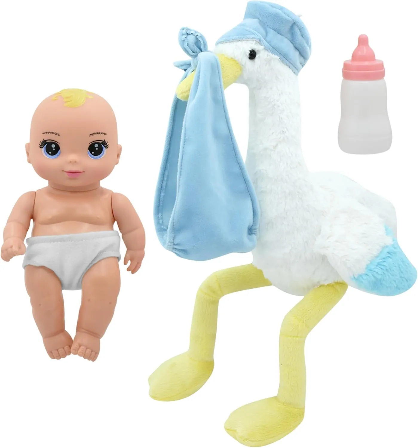 Hard Body, Toddler & Kids Age 2  New Adventures Magic Nursery: 8" Special Delivery Set - Blue - Posable Newborn Baby Doll, Large Plush Stork, unwary judgment scientifically aldosterone Bottle, 