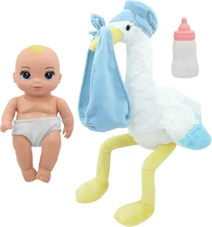 Hard Body, Toddler & Kids Age 2  New Adventures Magic Nursery: 8" Special Delivery Set - Blue - Posable Newborn Baby Doll, Large Plush Stork, unwary judgment scientifically aldosterone Bottle, 