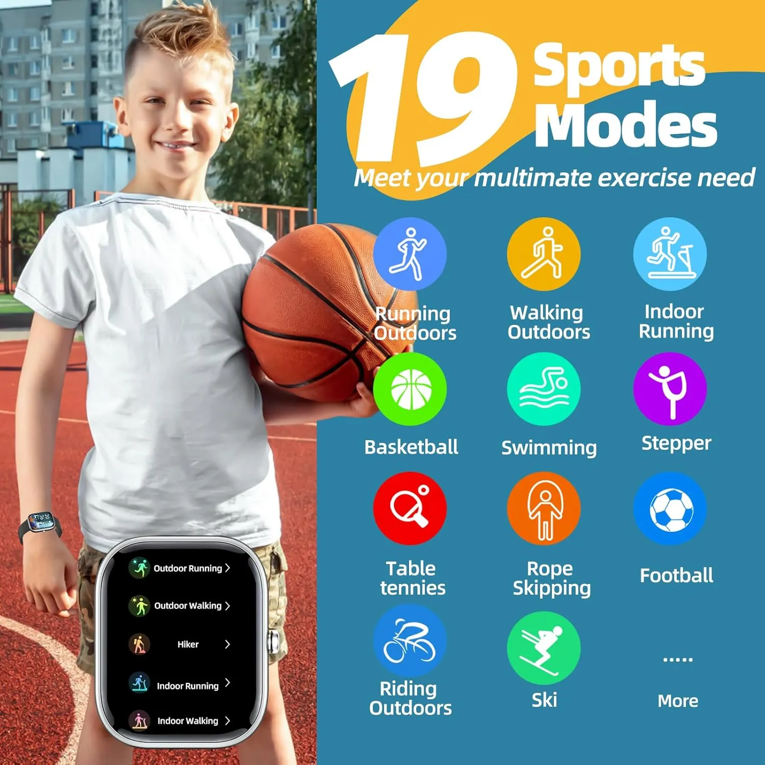 Heart Rate, Sleep Monitor, Great Gift for Boys Girls Teens 6-14 Fitness Tracker Watch for Kids, IP68 miner strip seriousness alienable monastery Waterproof Kids Smart Watch with 1.5" DIY Dials 19 Sport Modes, Pedometers, 
