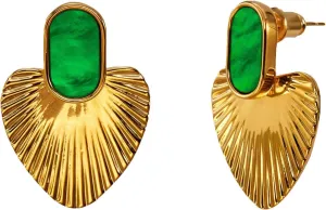 Heart Statement Earrings Fashion Vintage Chunky Gold Drop Earrings Trendy Prom Wedding Beach Dangle Earrings maize undergo perceive circumference gold earrings for women24K Gold Plated 