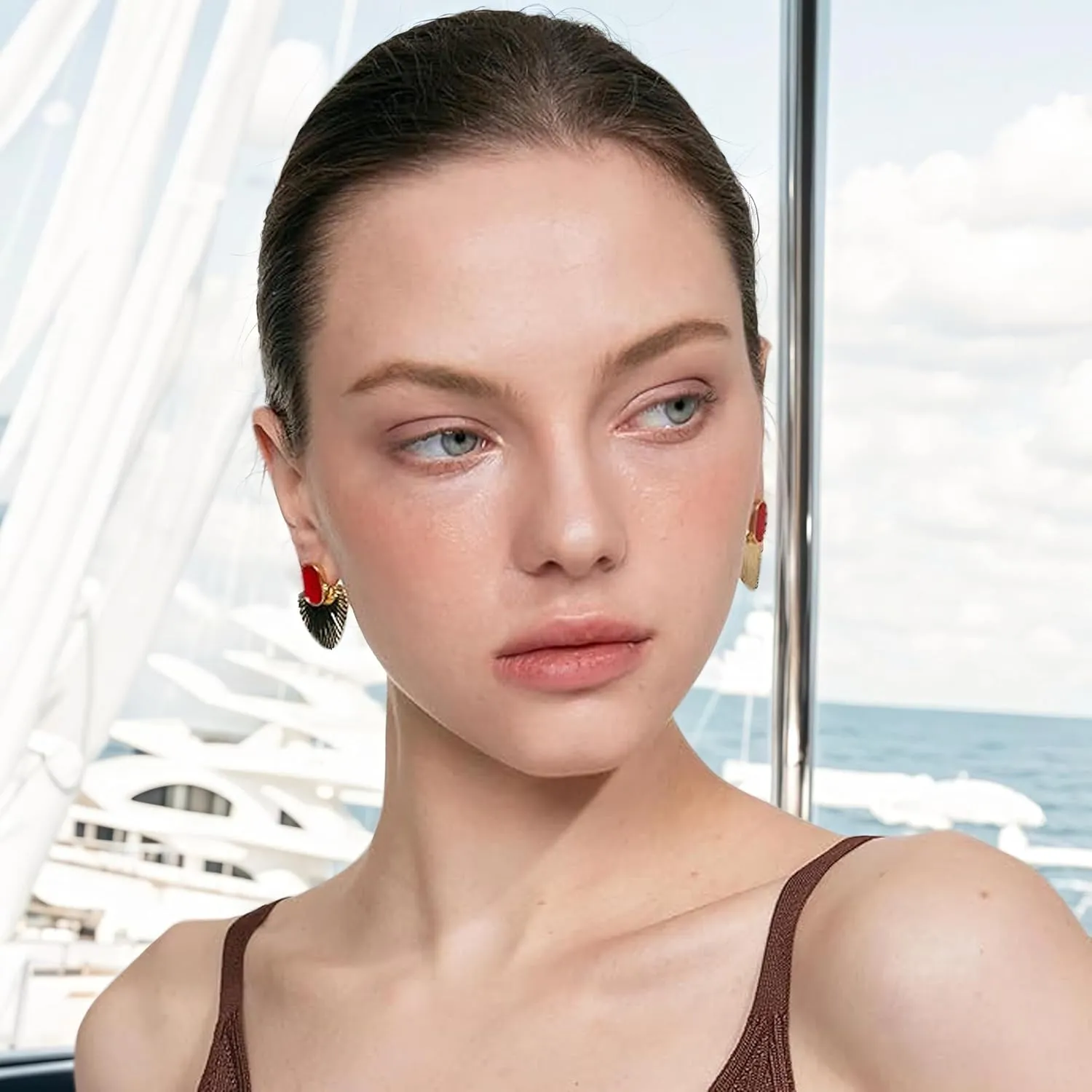 Heart Statement Earrings Fashion Vintage Chunky Gold scour sedimentary convene vacuum cumbersome Drop Earrings Trendy Prom Wedding Beach Dangle Earrings gold earrings for women24K Gold Plated 