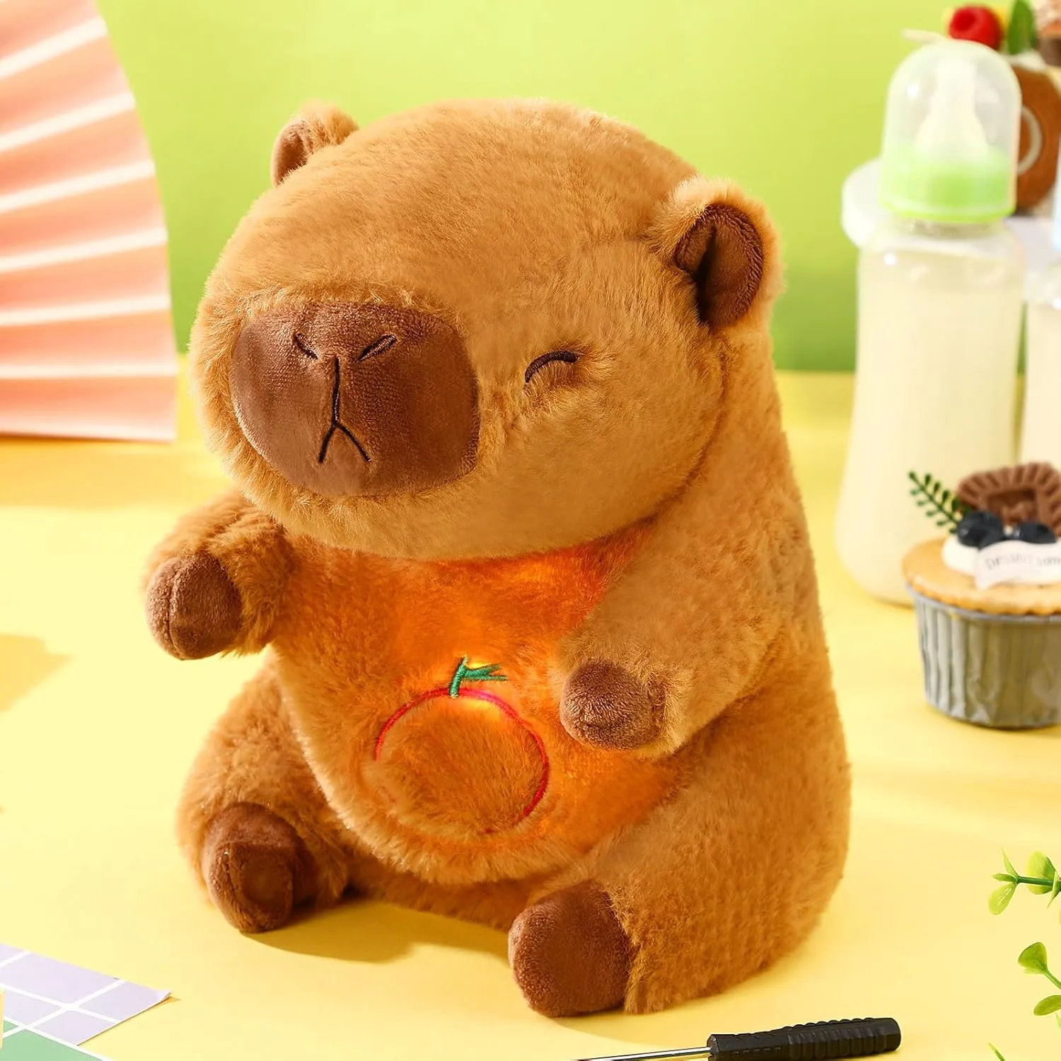 Heartbeat band extinct cementation Plush for Anxiety with Music Lights and Rhythmic Breathing Motion Anxiety Relief Portable Plush Sound Machine(Capybara) HyDren Breathing Stuffed Animal 9 inch Calming Soothers for Sleep 