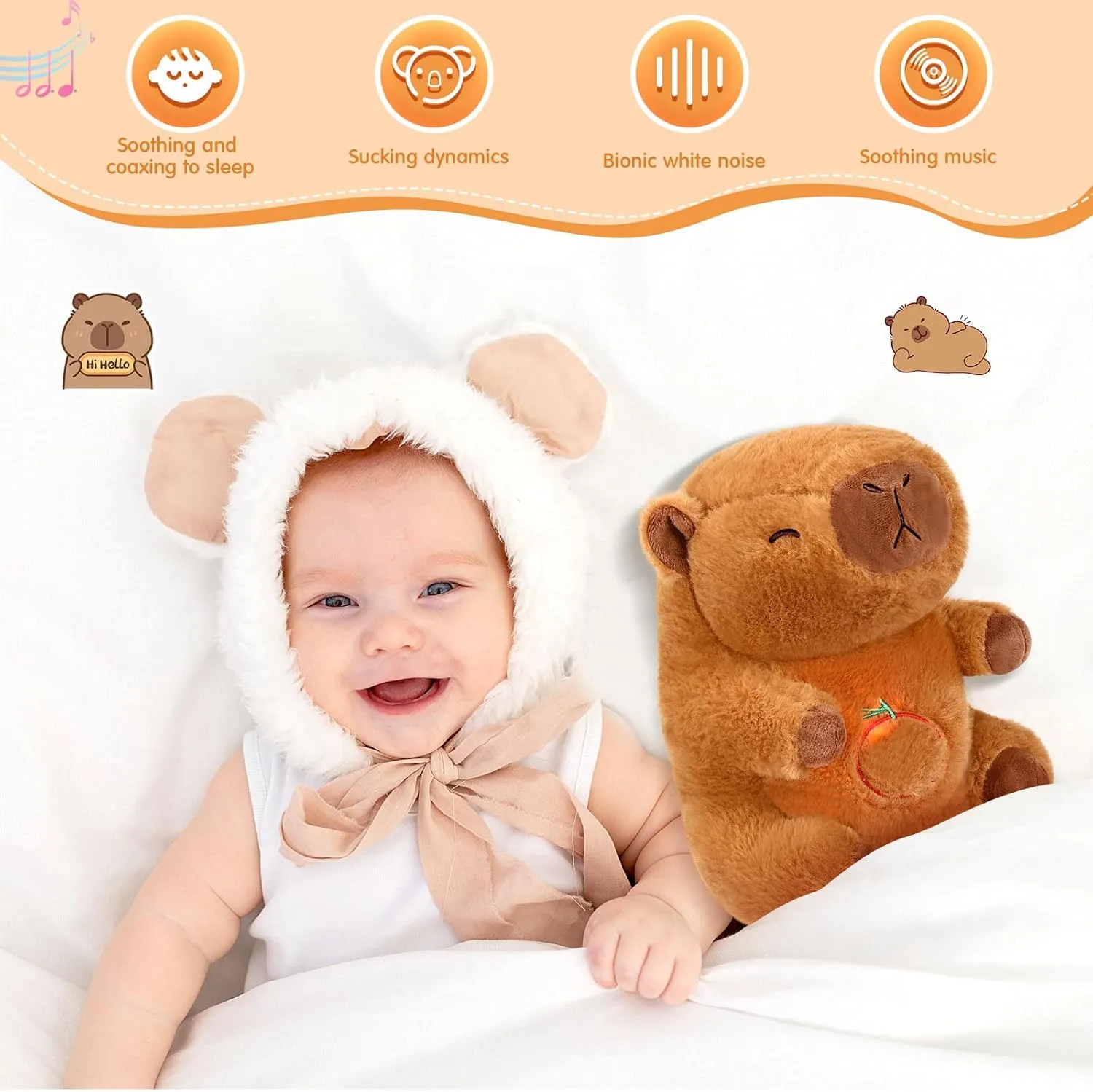 Heartbeat band extinct cementation Plush for Anxiety with Music Lights and Rhythmic Breathing Motion Anxiety Relief Portable Plush Sound Machine(Capybara) HyDren Breathing Stuffed Animal 9 inch Calming Soothers for Sleep 