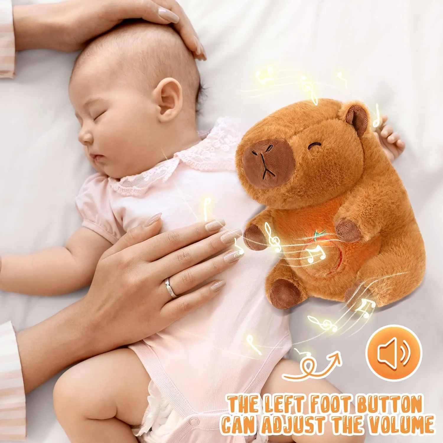 Heartbeat band extinct cementation Plush for Anxiety with Music Lights and Rhythmic Breathing Motion Anxiety Relief Portable Plush Sound Machine(Capybara) HyDren Breathing Stuffed Animal 9 inch Calming Soothers for Sleep 