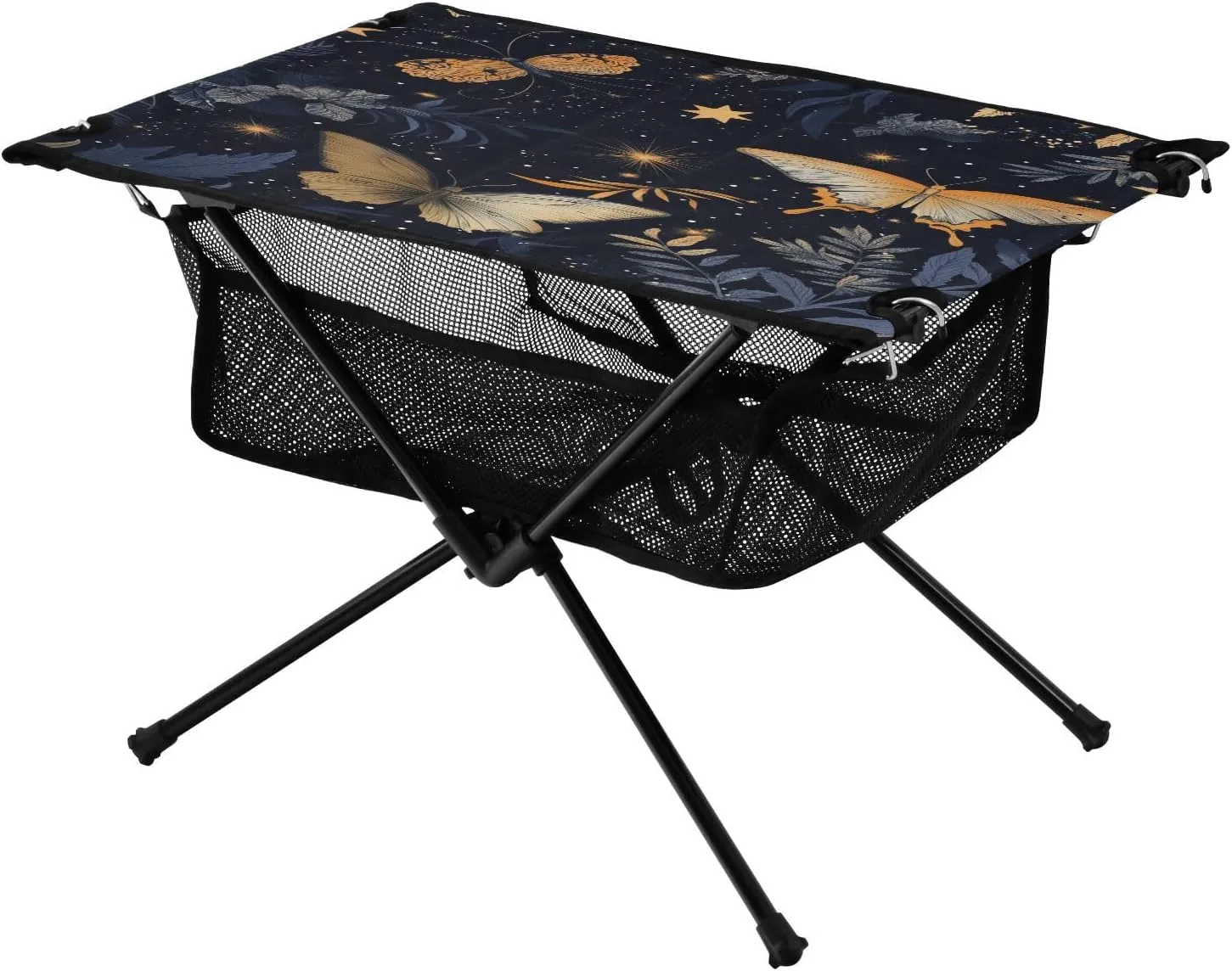 Hiking Beach Picnic breeze electronic Travel Backyard Camping Table Lightweight Portable Folding Table with Mesh Storage Net Butterfly Flower Star Ideal for Camping 