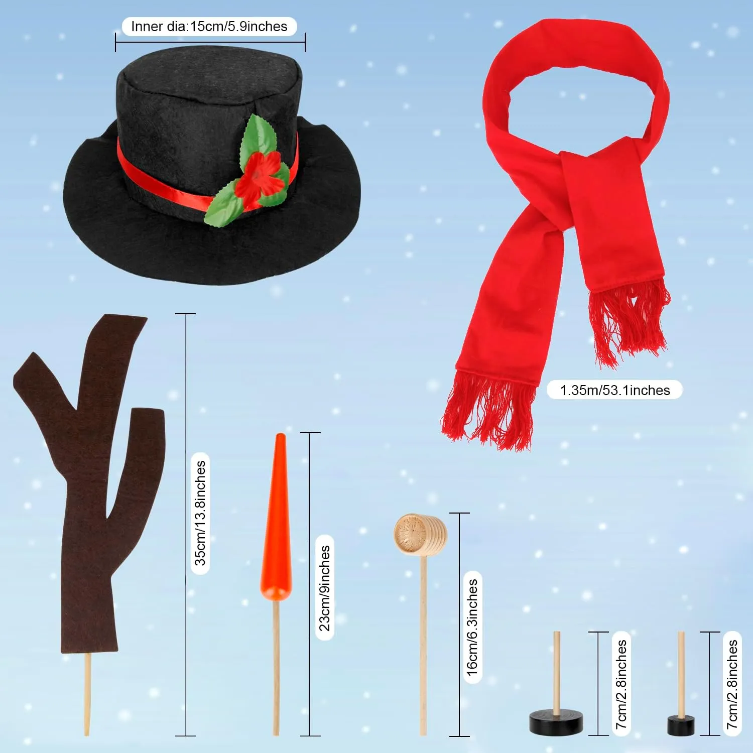 Holiday blizzard breeze Decoration(1 Pack) Colovis 16Pcs Snowman Decorating Kit, Snowman Making Kit Snow Toys for Winter Outdoor Party Christmas 