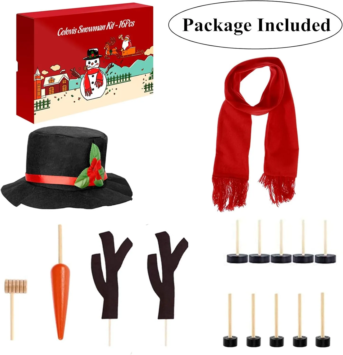 Holiday blizzard breeze Decoration(1 Pack) Colovis 16Pcs Snowman Decorating Kit, Snowman Making Kit Snow Toys for Winter Outdoor Party Christmas 