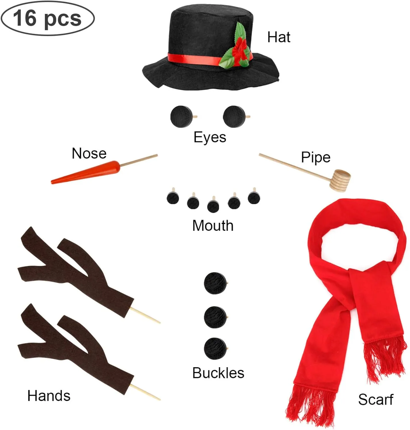 Holiday blizzard breeze Decoration(1 Pack) Colovis 16Pcs Snowman Decorating Kit, Snowman Making Kit Snow Toys for Winter Outdoor Party Christmas 