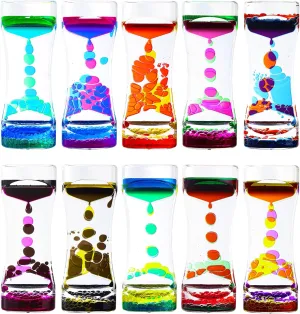 Home Desktop Decor Liquid portion Motion Bubbler Timers Pack of 10 Liquid Bubbler Colorful Hourglass for Sensory Play,Relaxing Calming Fidget Toys,Office 