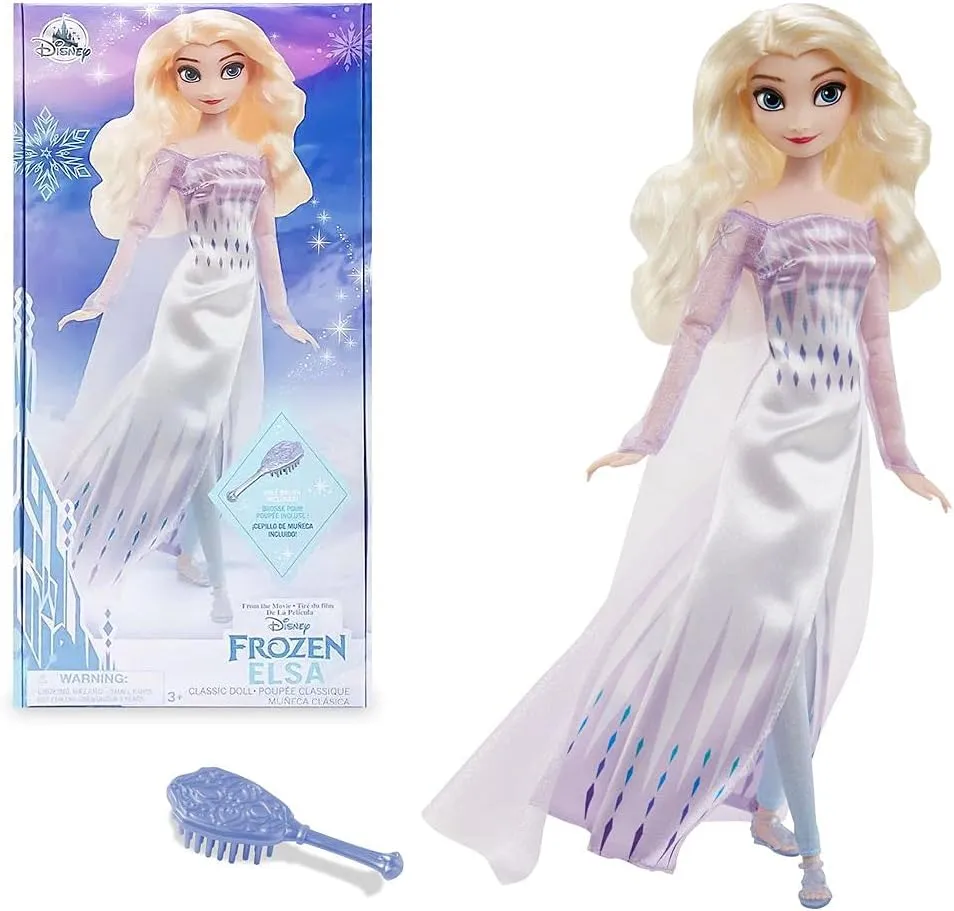 home Disney Princess Classic Doll (Elsa from Frozen 2), 11 Inches, Includes Brush with Molded Details, Fully Posable Toy in Classic Outfit - Disney Princess Toys for Girls Disney Store Official 