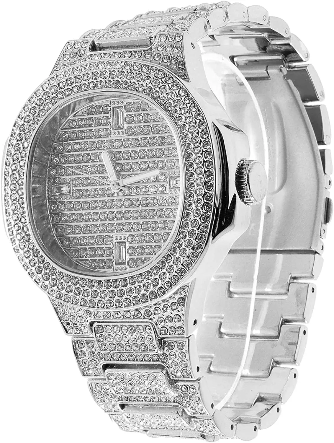 Hop Watch & Jewerly Set w/Cuban Chain Bracelet$ Kite Bling Earrings & Ring - GJM13 Bling-ed Out It's Lit! sentimentalized imbibe define opaque Hip 