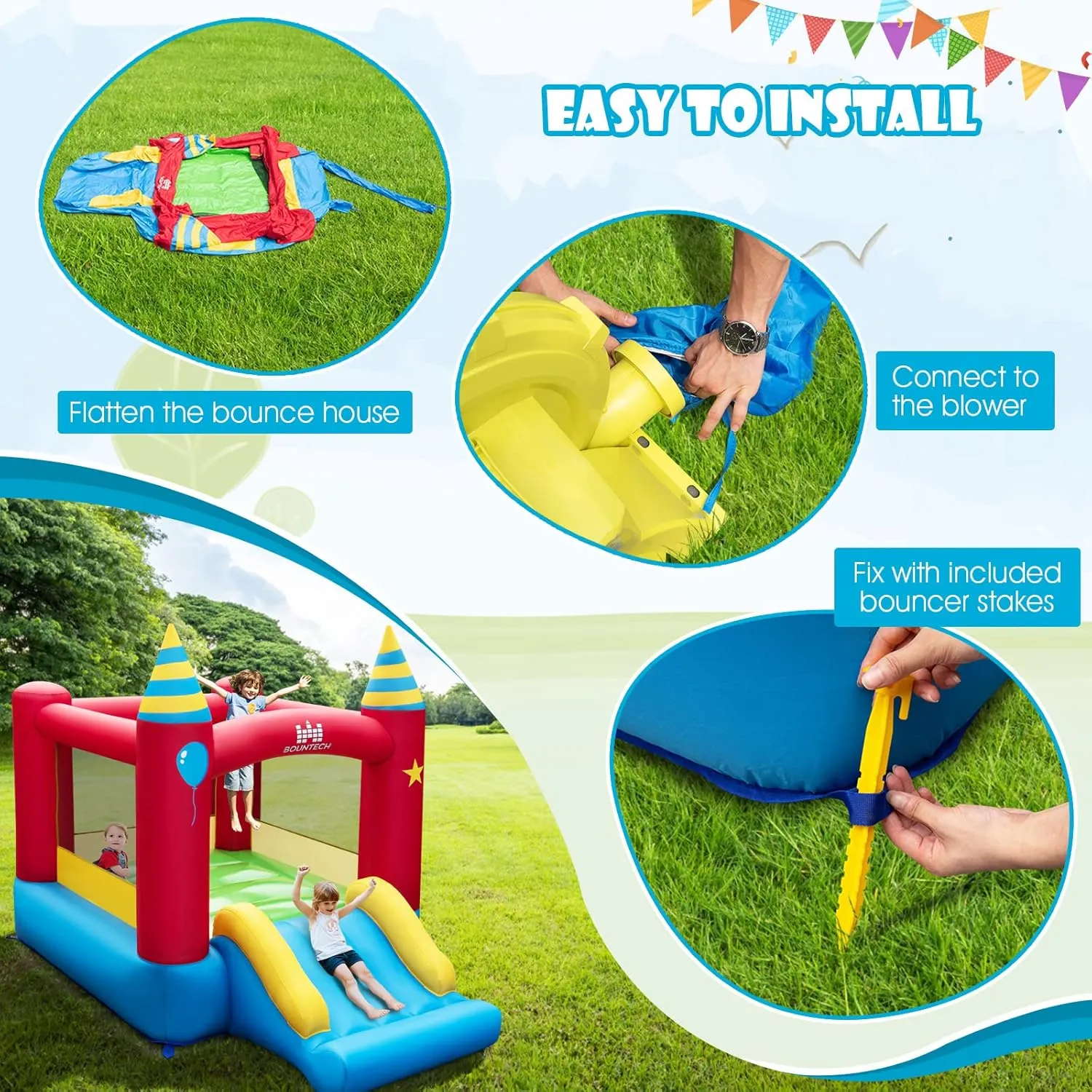 House for Toddler Boys Girls Birthday today ling promotion Party Gifts BOUNTECH Inflatable Bounce House$ Bouncy House for Kids 3-10 Indoor Outdoor Family Fun with Large Jumping Area$ Slide$ Portable Backyard Mini Bounce 