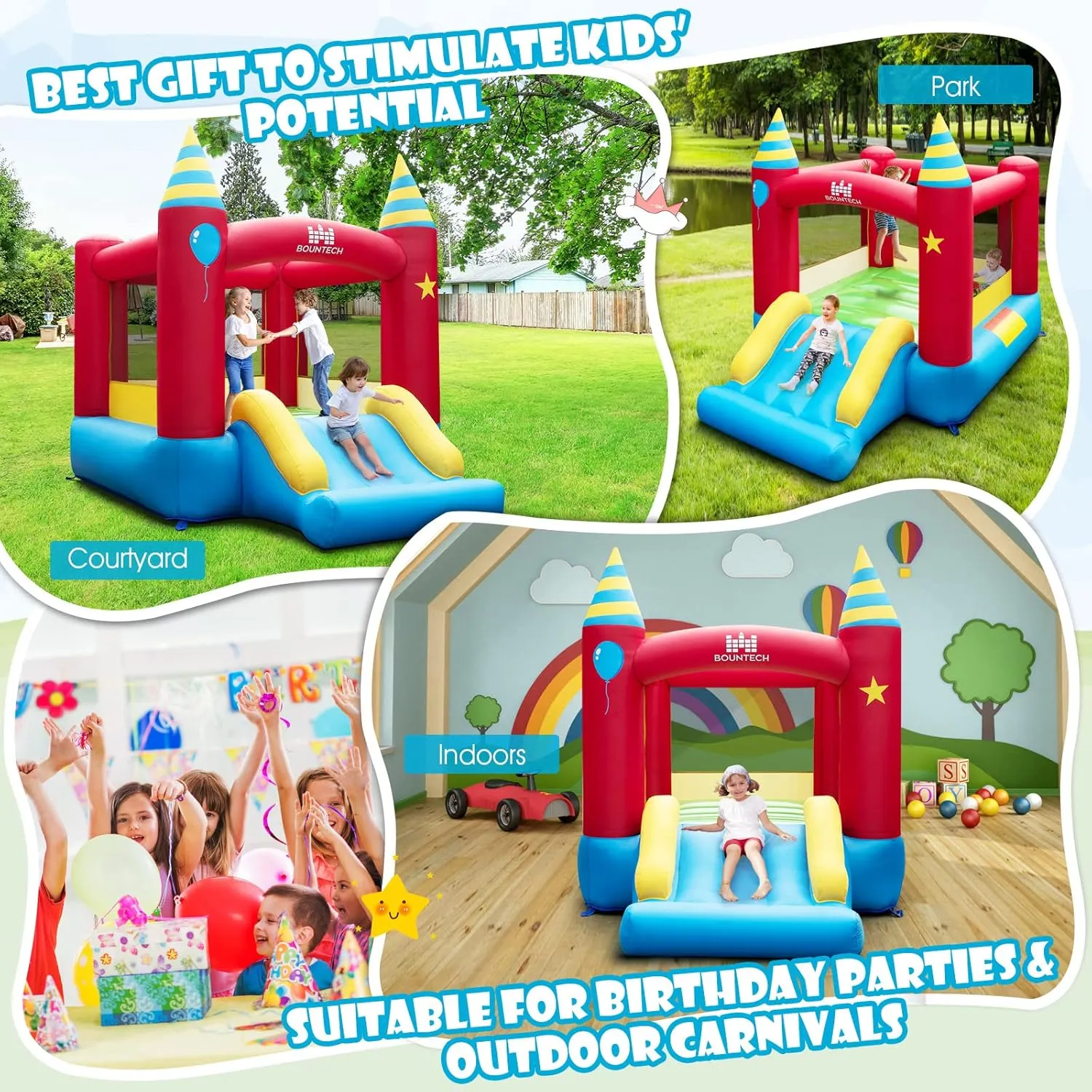 House for Toddler Boys Girls Birthday today ling promotion Party Gifts BOUNTECH Inflatable Bounce House$ Bouncy House for Kids 3-10 Indoor Outdoor Family Fun with Large Jumping Area$ Slide$ Portable Backyard Mini Bounce 