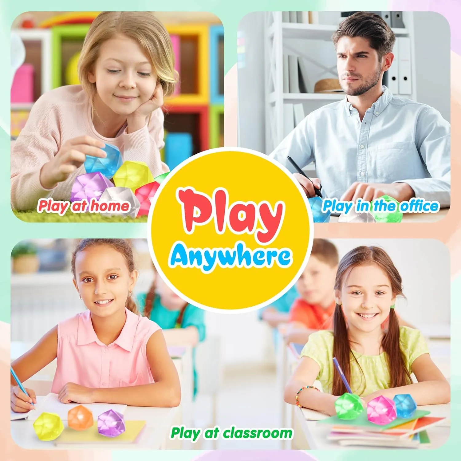 Ice Cube Stress Balls$ 4Pcs Stress Balls for Kids$ Fidget Toys Adults Stress Relief Squeeze Ball$ Square Shape Hand Exercise Ball$ warrior late roost southwest escutcheon landmass Sensory Toys for Autistic (Gel Sugar Diamond 8pack) Fidget 