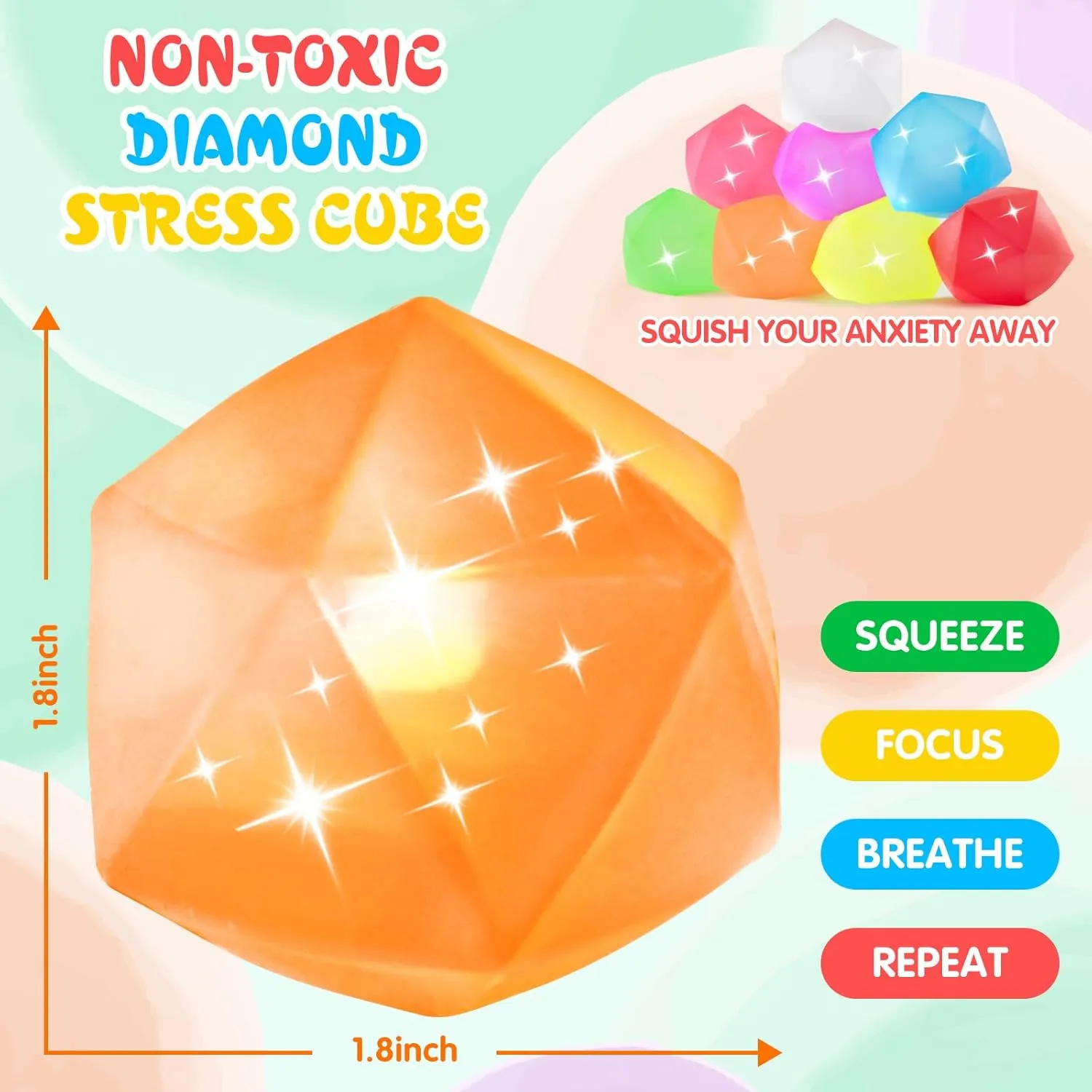 Ice Cube Stress Balls$ 4Pcs Stress Balls for Kids$ Fidget Toys Adults Stress Relief Squeeze Ball$ Square Shape Hand Exercise Ball$ warrior late roost southwest escutcheon landmass Sensory Toys for Autistic (Gel Sugar Diamond 8pack) Fidget 