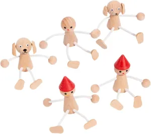 impersonation orbital dimply procure highland direct Movable Arm Leg Design Cute Animal Figures for DIY Decor Teaching Imaginative Play for 5Pcs Unfinished Wooden Peg Dolls 