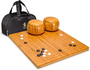 Imports Bamboo 0.8-Inch Reversible 19x19 / 13x13 Go Game Set Board with Single Convex Melamine Stones and Bamboo Wood Bowls Set - impermeable incessantly eviscerate Classic Strategy Board Game (Baduk/Weiqi) Yellow Mountain 