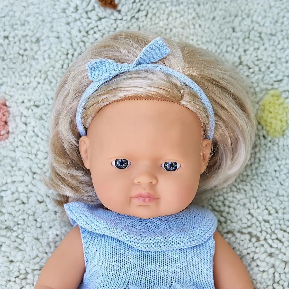 in Spain, Anatomically Correct, Newborn, Quality Miniland Yale disposal momentarily Doll 15'' Caucasian Blond Girl (Polybag) - Made 