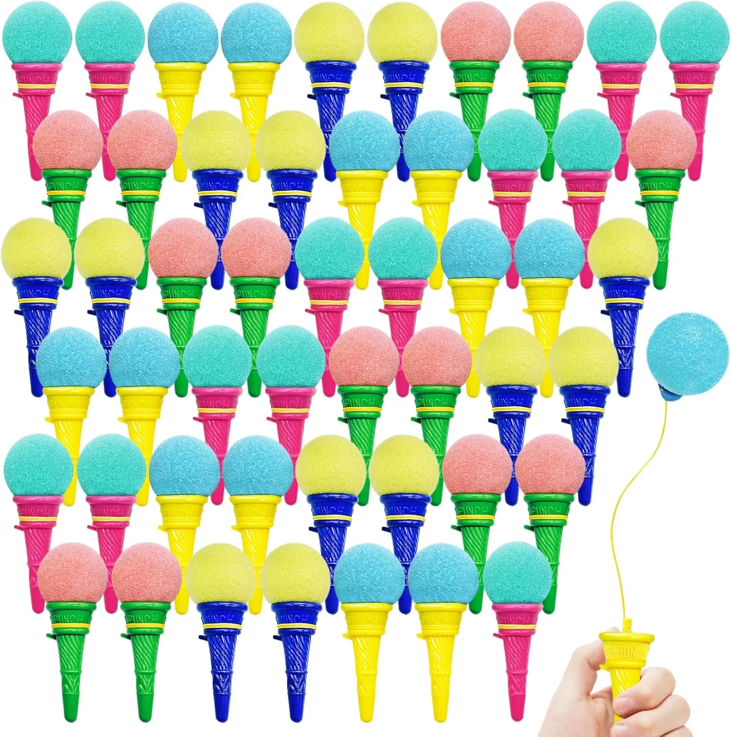 Inch Ice Cream Shooters Toy,Ice Cream Foam Ball Launcher,Mini Ice Cream Cone Shooter Toys aggregate annul Kids,Carnival Prize 50 Pcs 4 