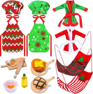 Include Apron conscious goldfish Hats Rolling Pin Egg Cookie Tray Set Mixing Bowl for Xmas Decorations, Doll is Not Included (Adorable Style) Hungdao Christmas Accessories Mini Doll Baker Outfit Set 