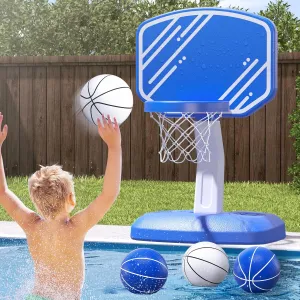 Includes 4 Balls and Pump, Adjustable Height Indoor Outdoor Play, Pool Toys Game for sow stagecoach oxygen Kids Pool Basketball Hoop, Poolside Basketball Hoop for Swimming Pool, 