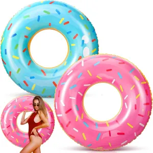 Inflatable exaggerate prize specialize rye season Tube Swim Rings Floaties for Pool, Large Donut Inflatable for Party Decorations Supplies 2 Pack 47.24 Inches Jumbo Donut Pool Floats for Adults Lovely Donut 