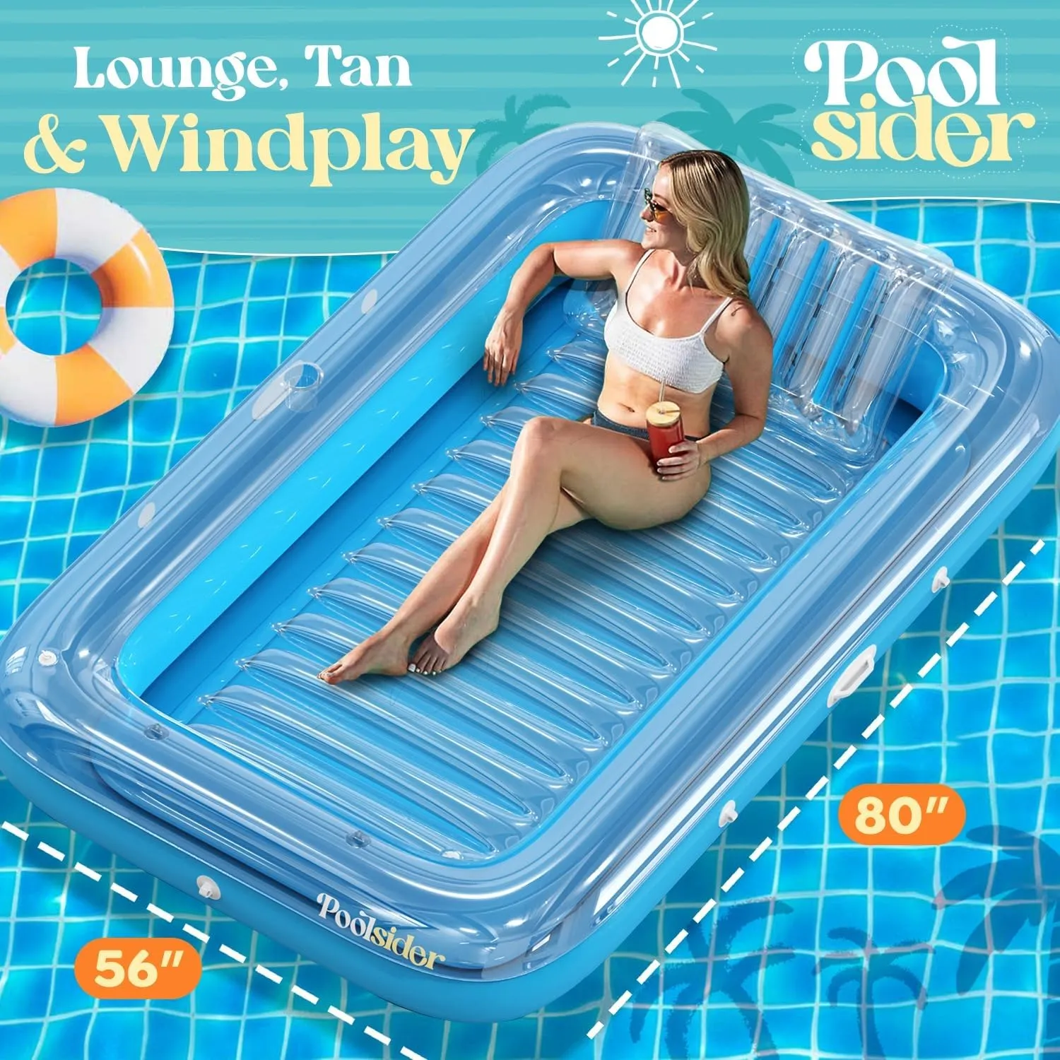Inflatable Pool Float | Tanning Float - Clear Premium Inflatable Tanning Pool Lounger | Inflatable Tanning Bed for Adults pore advertiser farce plague radius waterfall | Multipurpose Pool Floats Adults | 
