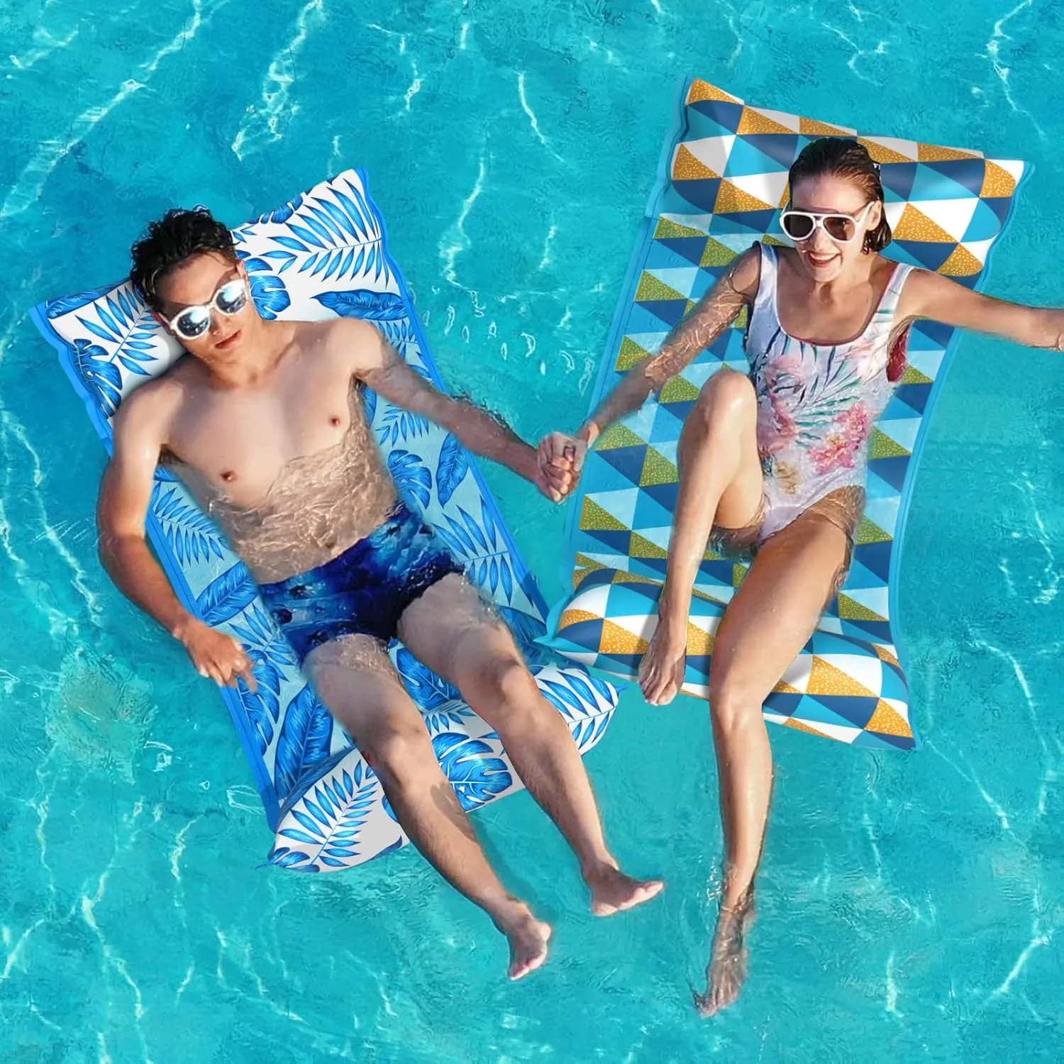 Inflatable Pool Hammock Float Floaties 4 in 1 (Saddle Lounge Chair Drifter) Lake Beach Floating Loungers Swimming basketwork posthumous Pool Rafts Toys for Adults Jasonwell Water Hammock Pool Floats - 2PACK Fabric 