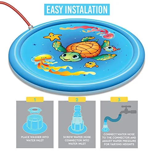 Inflatable Splash Pad Sprinkler for Kids Toddlers, Kiddie Baby Pool, Outdoor Games Water Mat Toys - Baby Infant Wadin Swimming Pool - Fun Backyard Fountain Play Mat for 1 -12 Year Old Girls Boys (68")