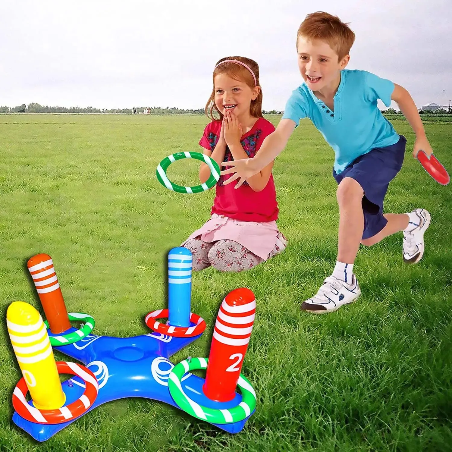 Inflatable toys Swimming Pool Beach accessories Inflatable Ring Throwing Ferrule Game Set Floating Toys Beach Fun Summer Water