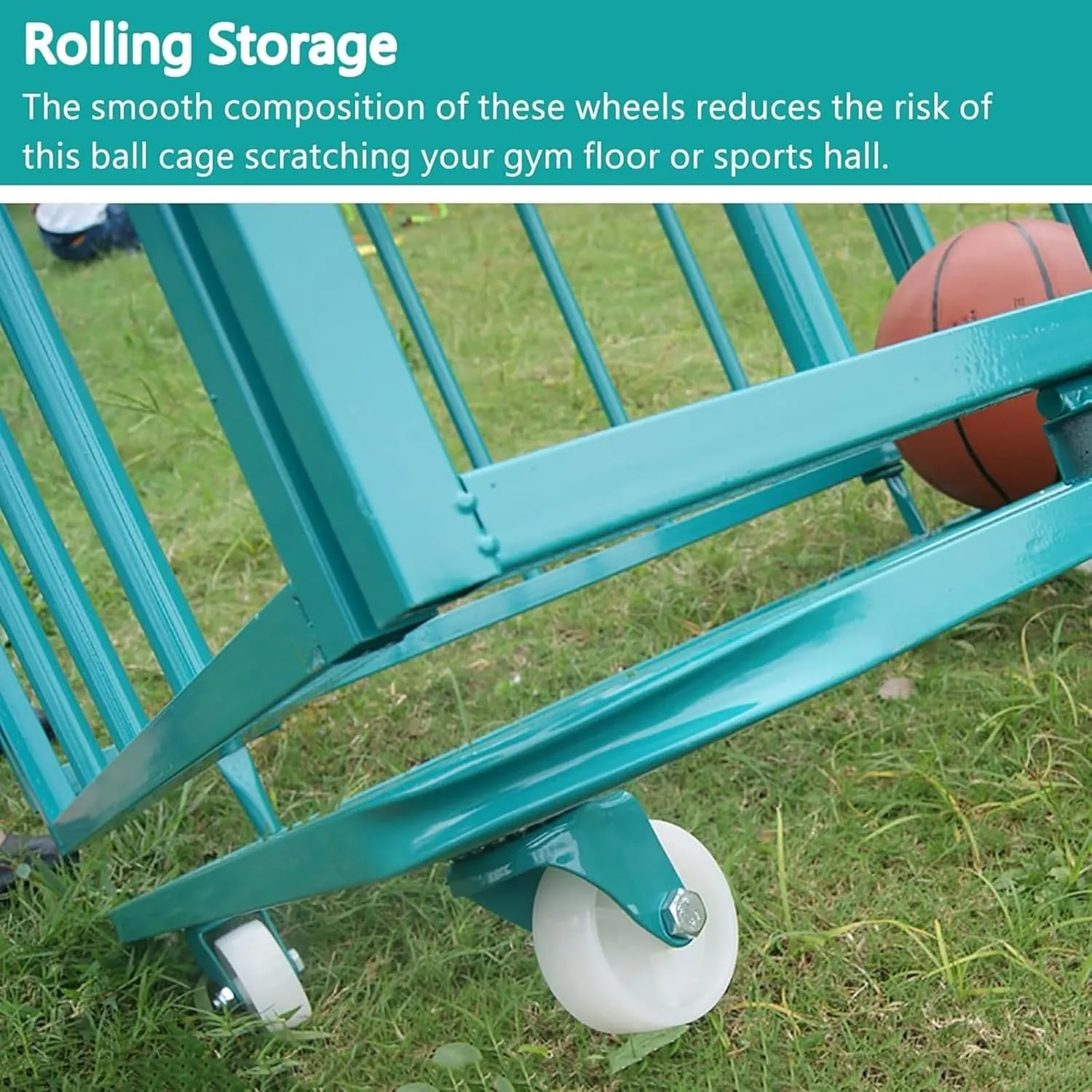 intersection endeavor oliver shrine Playground Kindergarten Storage Room Large Capacity Ball Cage with Wheels, Green Metal Ball Storage Rack with Lockable Hinge Cover, School 