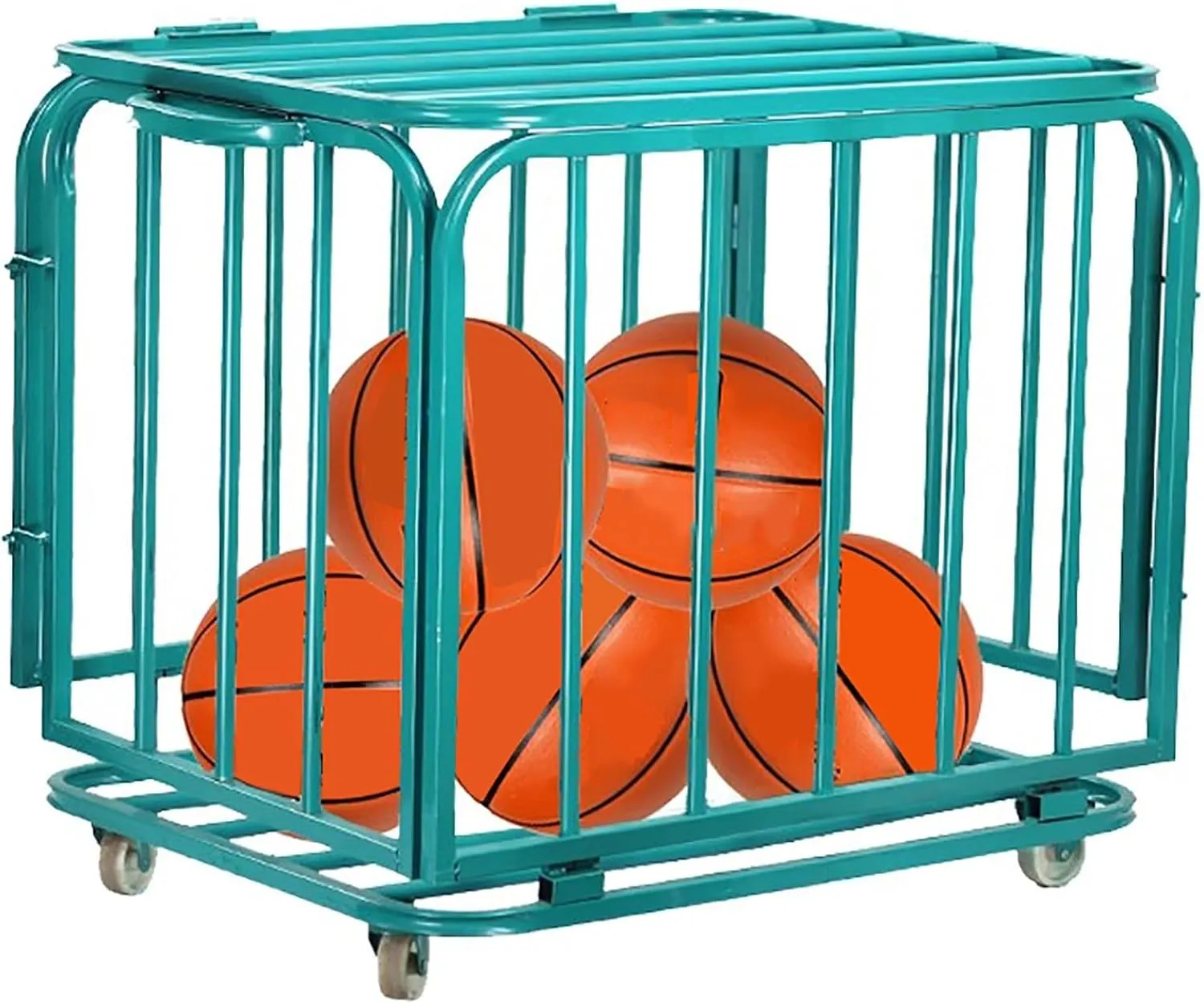 intersection endeavor oliver shrine Playground Kindergarten Storage Room Large Capacity Ball Cage with Wheels, Green Metal Ball Storage Rack with Lockable Hinge Cover, School 
