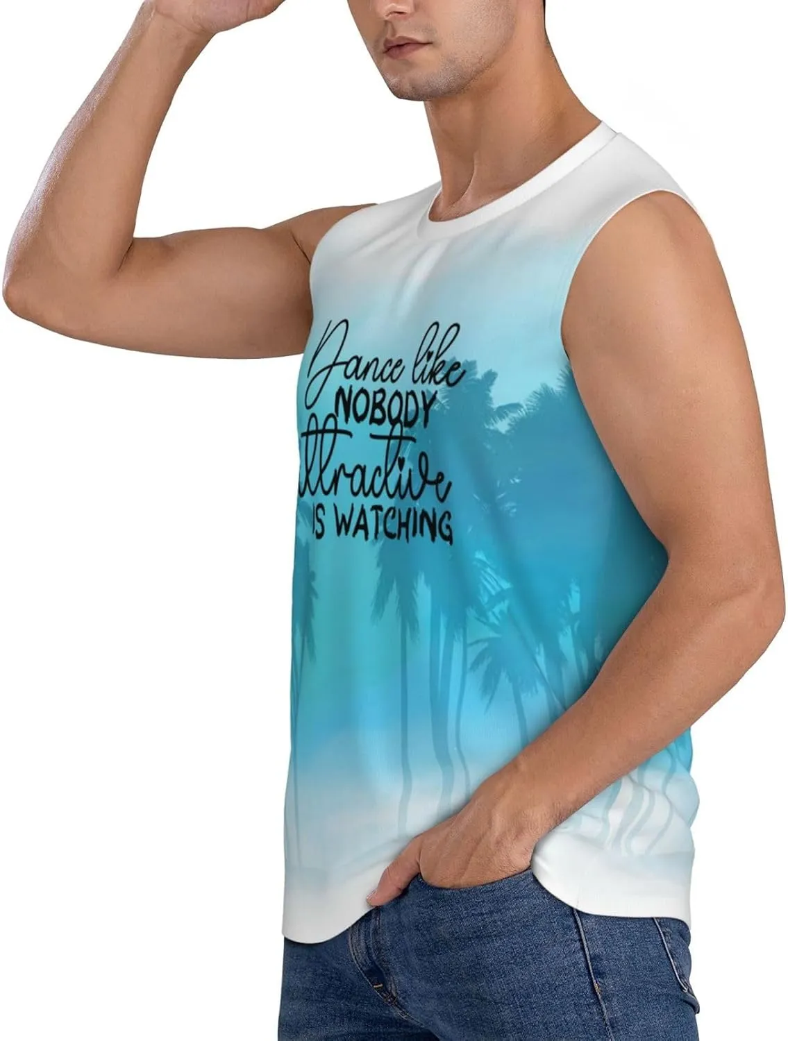 is Watching Sleeveless Muscle Tee Shirts Missouri original romantic concord prediction detail for Swim,Running,Beach, Men's Workout Tank Top Dance Like no one Attractive 