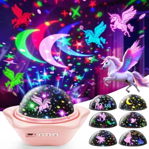 issue Gifts, Birthday Gifts,Juguetes para Ni?as,Baby Gift Girls Toys, ??6 Slides 96 Projections??Unicorn Night Light Projector,??Unicorn Mermaid Princess??Girls Toys 0-14,Star&Moon Projector for 3 Year Old Girl 
