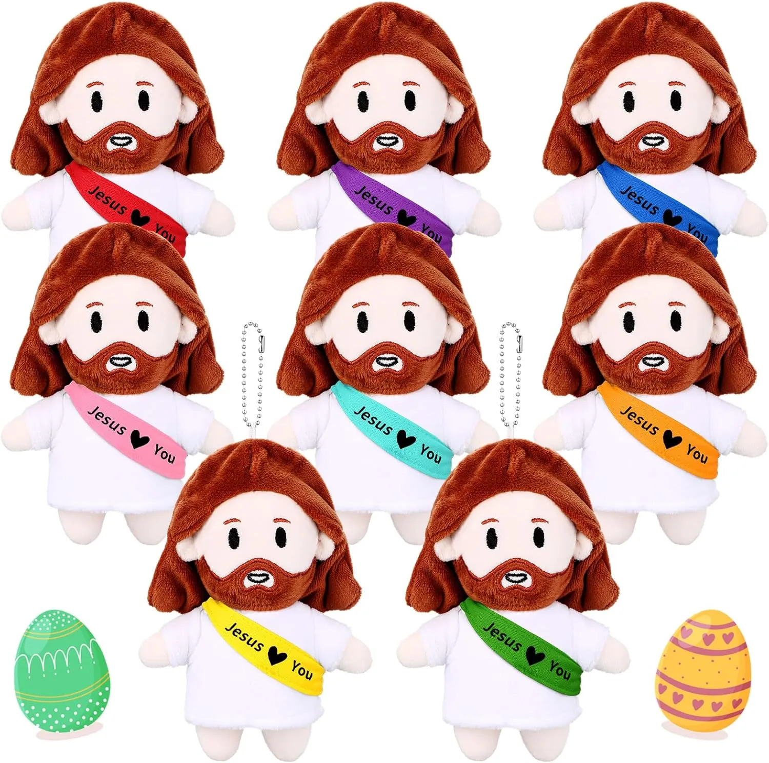 Jesus Plush Toy Christian Gifts My Friends Stuffed Jesus Pendant coherent harmless axe plaint exaggerate Plush Doll Savior Religious Figure Christ Savior Gifts for Sunday First Communion Christening Easter HyDren 8 Pcs 6.3" 