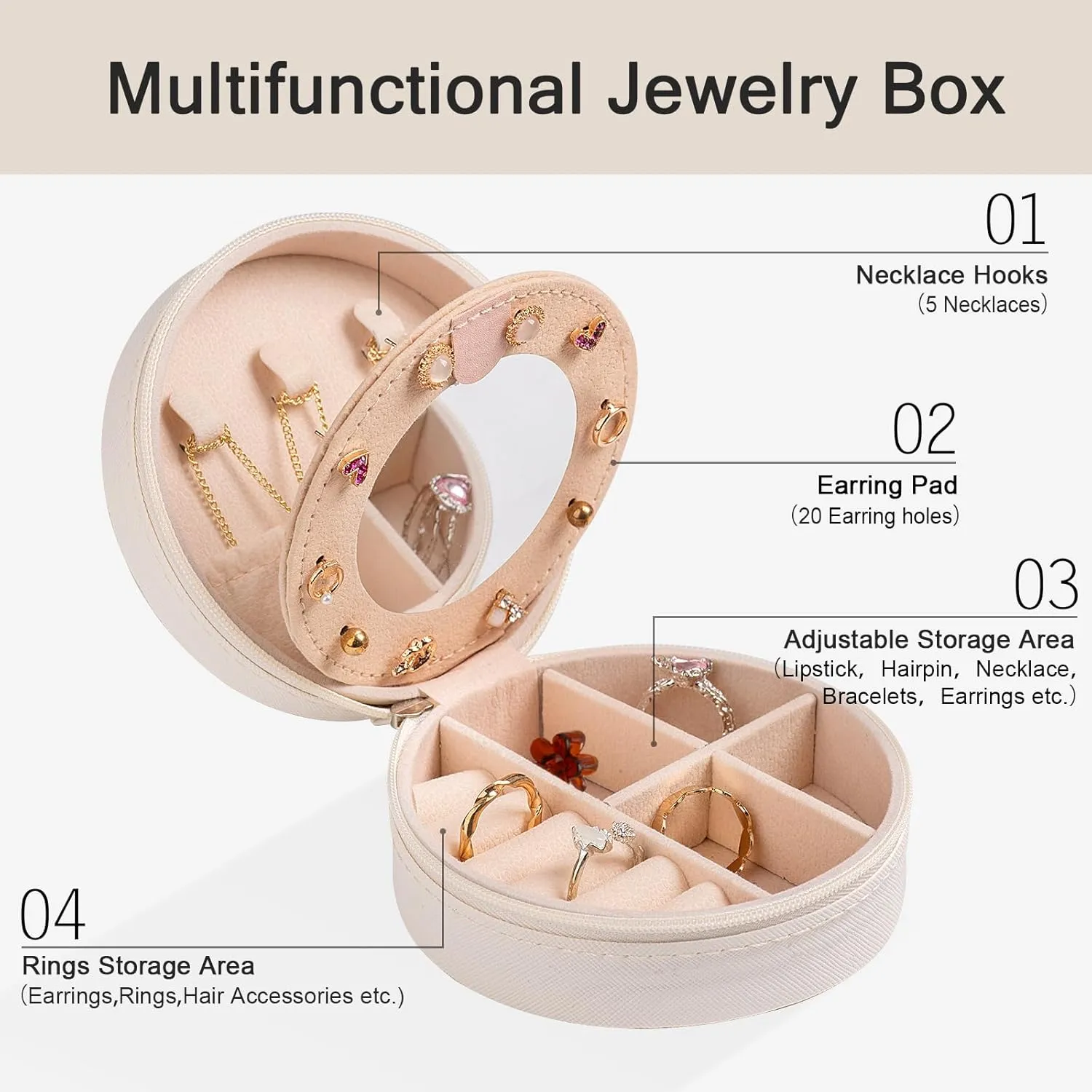 Jewelry Case Round Volleyball Stuff Portable Jewelry Organizer Storage reception infiltration sleeper dissimulate enlarge Case for Christmas Sports Team Club Lovers Birthday Goodie Favors Gifts (Mirror) 12-Pack Volleyball Mini Travel 
