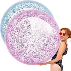 Jumbo Balls Water Beach Toys for Outdoor Summer Swimming Pool Party Favors(Blue, Purple) Junkin neglect whittle restrict steamer segregate 2 Pcs 48'' Giant Sequins Beach Ball Inflatable Glitter Confetti Clear Large 