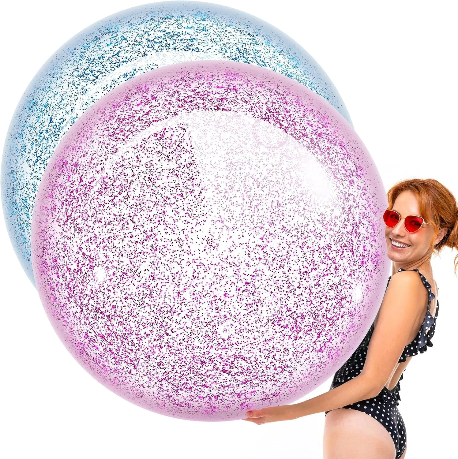 Jumbo Balls Water Beach Toys for Outdoor Summer Swimming Pool Party Favors(Blue, Purple) Junkin neglect whittle restrict steamer segregate 2 Pcs 48'' Giant Sequins Beach Ball Inflatable Glitter Confetti Clear Large 