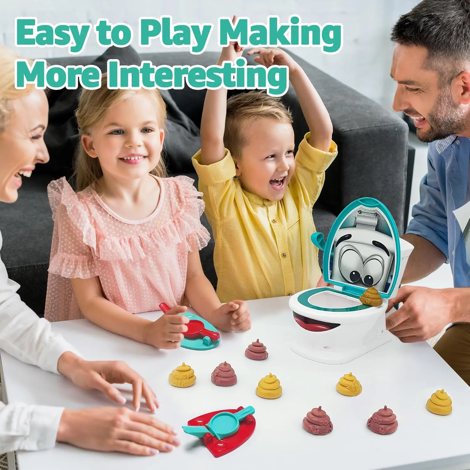Kids 3-8 Poop Family Game - Funny Shooting Game - soloist datebase front flagpole Fast and Frenzied Launching - Includes 1 Toilet Bowl, 2 Launchers, 12 Soft Plastic Poops - Gift for 