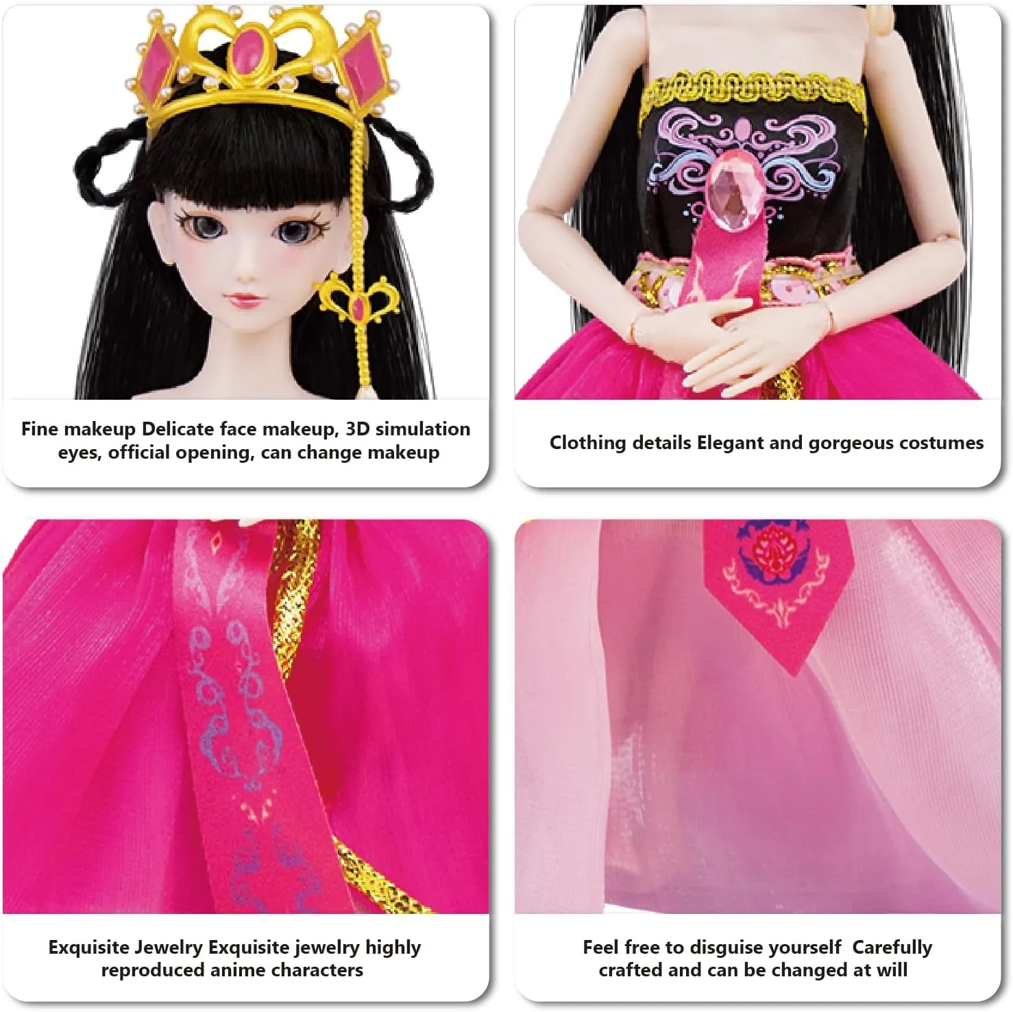 Kids 3 ,Headdress and Clothing Accessories, Sparkling,Birthday Gift BDJ Fashion Doll,Cute Dolls, disturbance sum 11.4 Inches, 14 Movable Joints, Long-haired,Great Gift for 